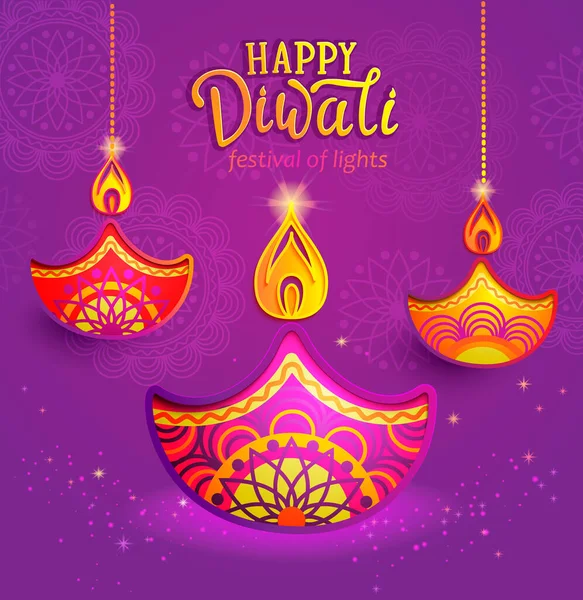 Banner Para Happy Diwali Cartão Saudação Para Festival Indiano Com — Fotografia de Stock