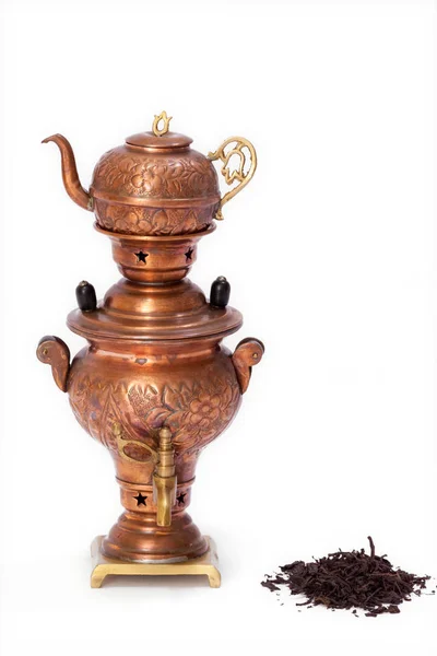 Vintage Samovar Izolovaný Bílém — Stock fotografie