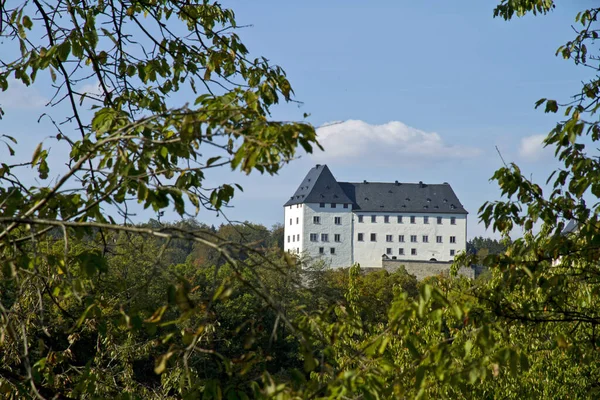 Castillo Burgk Sobre Presa Burgkhammer Turingia — Foto de Stock