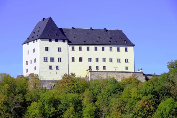 Castle Burgk Över Dammen Burgkhammer Thüringen — Stockfoto