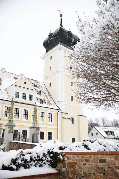 Kasteel Delitzsch Winter — Stockfoto