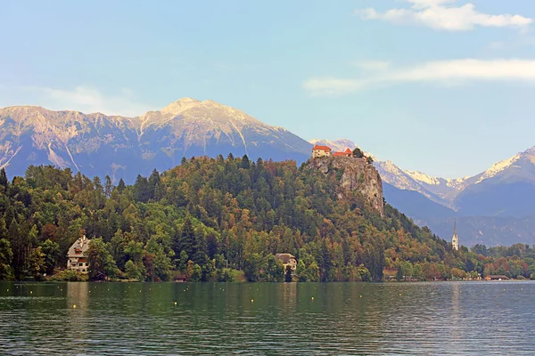 Λίμνη Bled Και Bled Κάστρο Στη Σλοβενία — Φωτογραφία Αρχείου