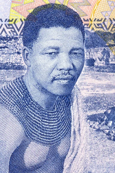 Портрет Нельсона Мандели Південноафриканських Грошей — стокове фото