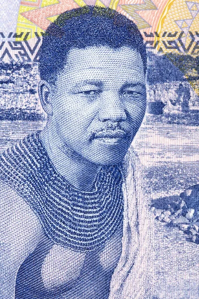 Nelson Mandela Retrato Dinheiro Sul Africano — Fotografia de Stock