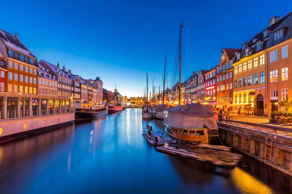 Kopenhagen Nyhavn Neuer Hafen Von Kopenhagen Nachts Dänemark — Stockfoto