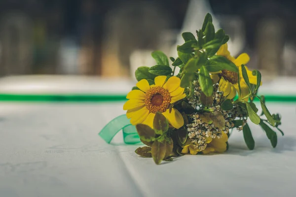 Složení Letních Květin Svatební Výzdoba Rustikální Tónování — Stock fotografie