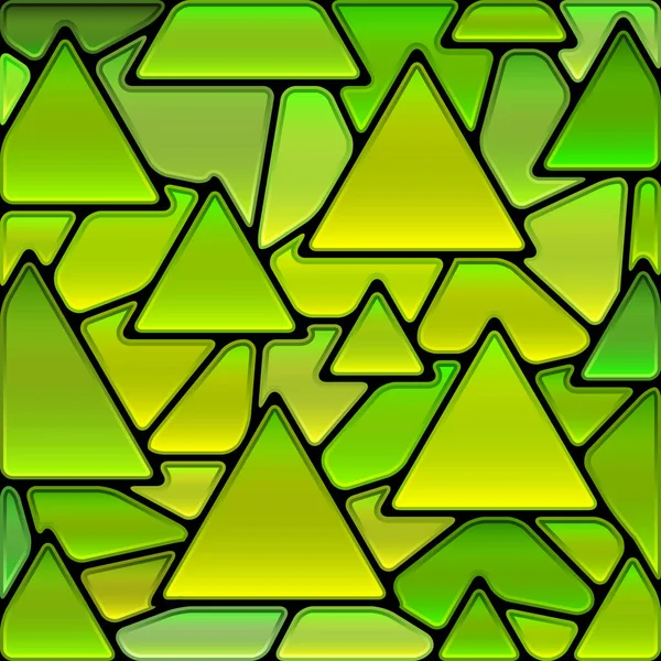 Vector Abstracto Vidrieras Fondo Mosaico Triángulos Verdes Amarillos —  Fotos de Stock