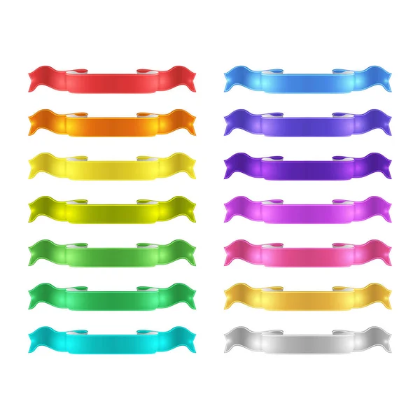 Geïsoleerde Vector Gekleurde Satijnen Linten Set — Stockfoto