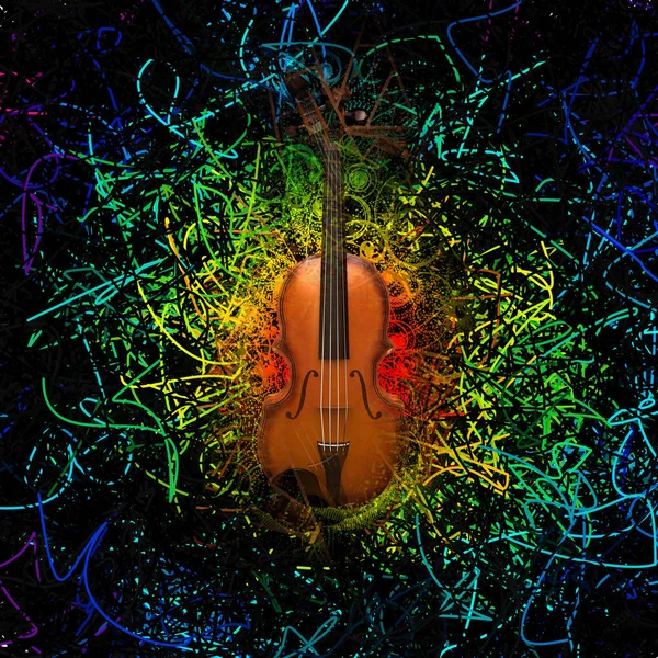 Composizione Digitale Moderna Violino Sfondo Astratto — Foto Stock