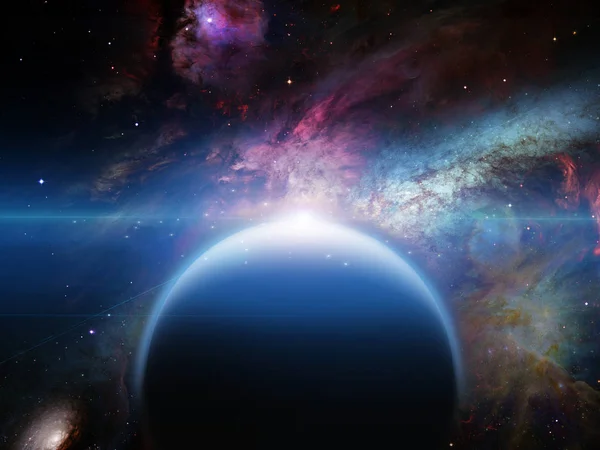 Planeta Con Nebulosos Filamentos Espacio Profundo — Foto de Stock