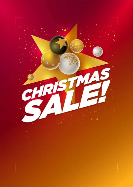 Diseño Póster Vector Christmas Sale Con Bolas Navidad Blancas Negras —  Fotos de Stock