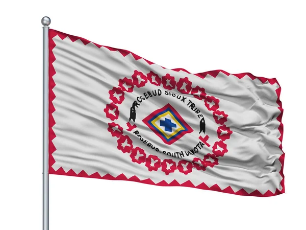 Bandiera Indiana Della Prenotazione Del Bocciolo Rosa Sul Palo Della — Foto Stock