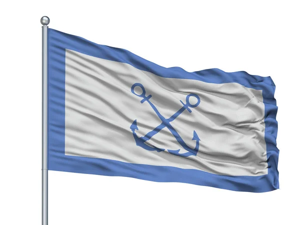 Bandera Prefectura Naval Argentina Flagga Flaggstång Isolerad Vit Bakgrund Rendering — Stockfoto