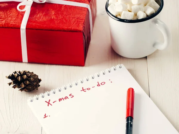 Lista Natal Para Fazer Xmas Presentes Planejamento Compras Faça Compras — Fotografia de Stock