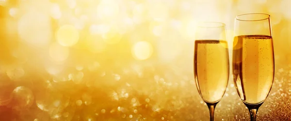 Золоте Шампанське Привітань Абстрактному Фоні Боке — стокове фото