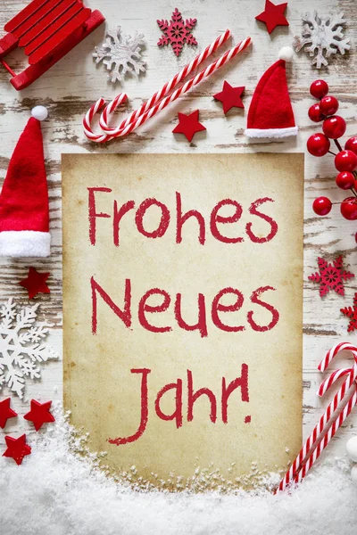 Φωτεινό Κάθετη Χαρτιού Κείμενο Στη Γερμανική Γλώσσα Frohes Neues Σημαίνει — Φωτογραφία Αρχείου