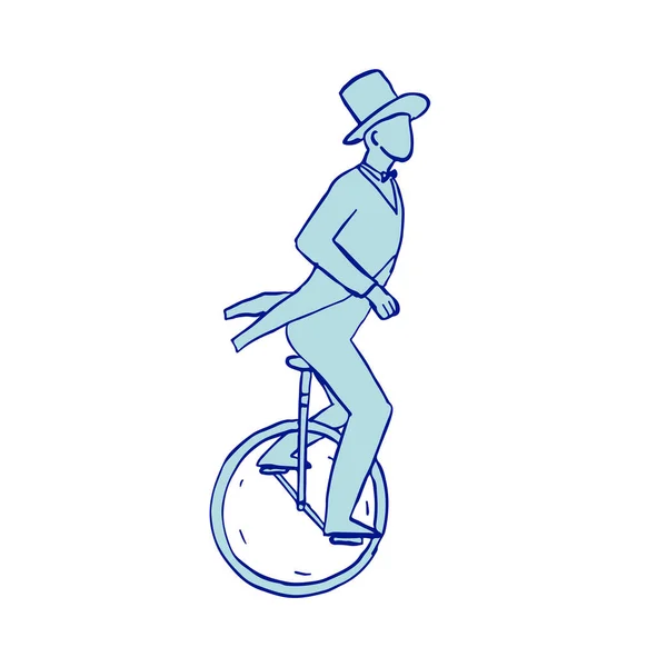 Drawing Sketch Style Illustration Circus Performer Riding Unicycle Isolated White — Stock Photo, Image