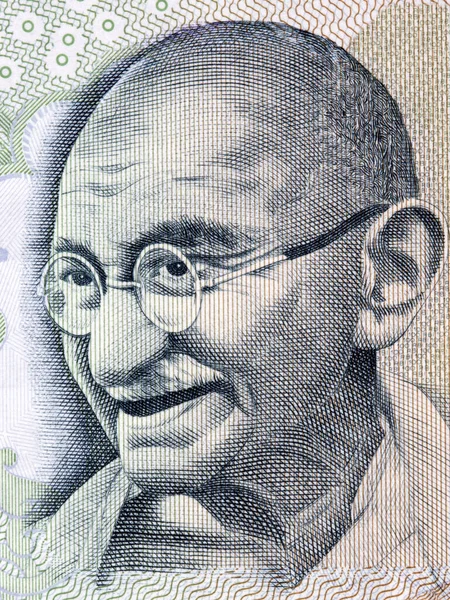 Портрет Махатми Ганді Індійських Грошей — стокове фото