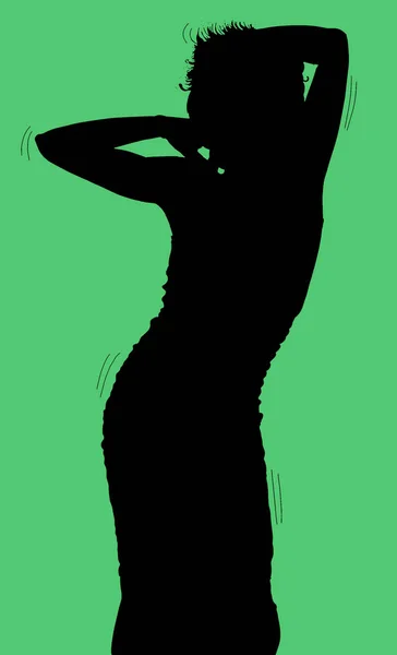 Силуэт Молодой Женщины Черными Волосами — стоковое фото