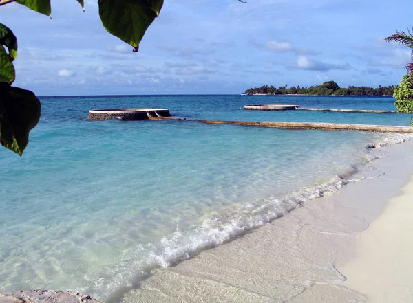Εκπληκτική Παραλία Λευκή Κοραλλιογενή Άμμο Ένα Από Νησιά Maldivian — Φωτογραφία Αρχείου