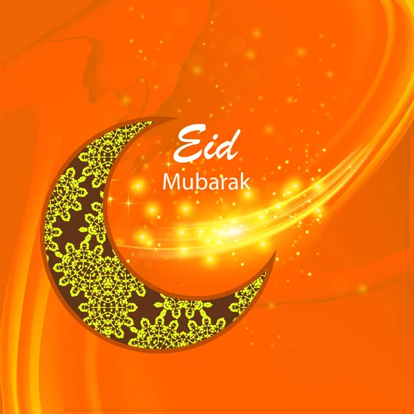 Happy Eid Mubarak Islamic Design Auf Orangefarbenem Sternenhimmel Hintergrund — Stockfoto
