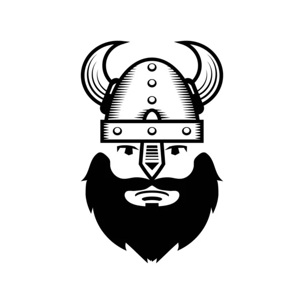 Viking Bojovník Hlava Ikona Izolované Bílém Pozadí — Stock fotografie