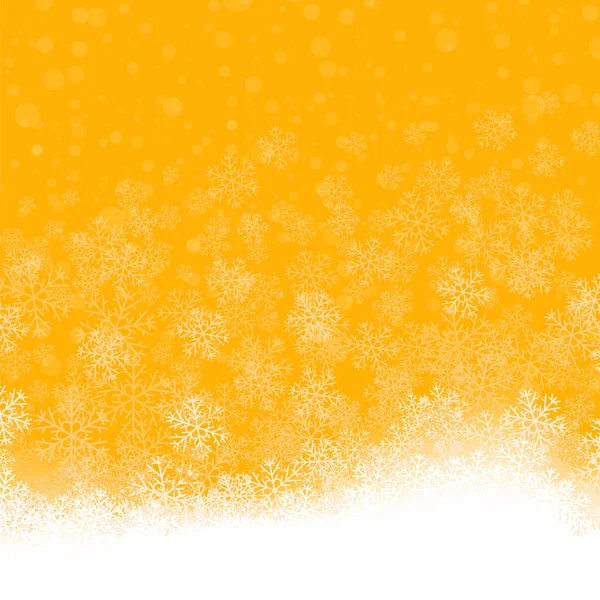 黄色の背景に雪の模様 冬のクリスマス装飾的なテクスチャ — ストック写真