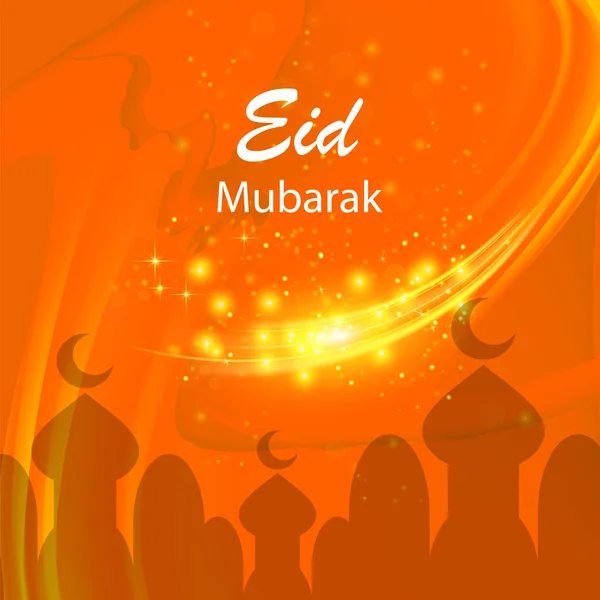 Happy Eid Mubarak Ισλαμικό Σχέδιο Πορτοκαλί Έναστρο Ουρανό Φόντο — Φωτογραφία Αρχείου