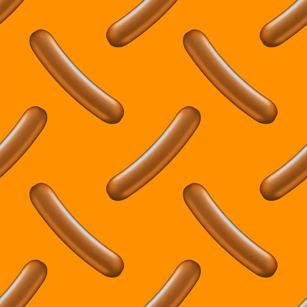 Realistisches Nahtloses Siedewurstmuster Auf Orangefarbenem Hintergrund Street Fast Food — Stockfoto