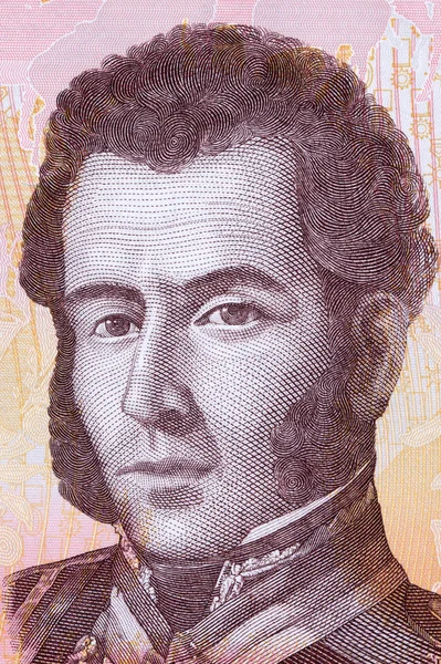 Antonio Jose Sucre Portrait Argent Vénézuélien — Photo