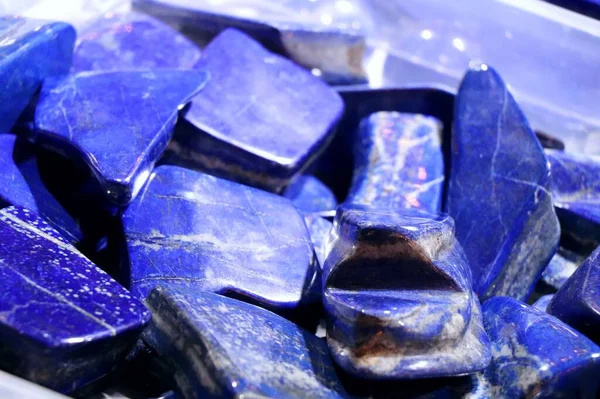 Кобальтові Сині Лазурові Камені Вибраний Фокус Виставка Мінералів — стокове фото