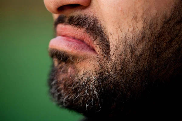 Primo Piano Dell Uomo Con Barba Baffi — Foto Stock