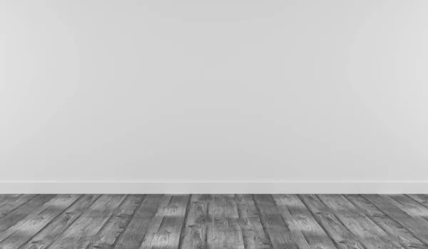 Witte Kamer Met Grijze Houten Plank Als Achtergrond Rendering — Stockfoto