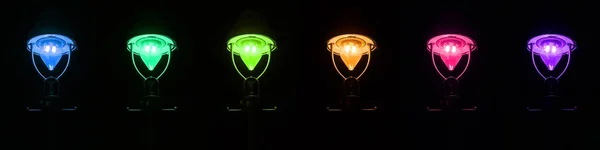 Glowing Gas Lantern Roadside Night — Stock Photo, Image