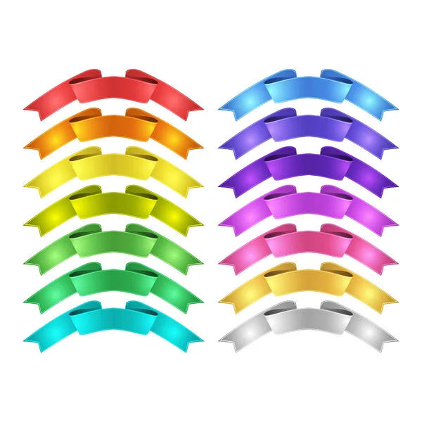 Pojedyncze Wektorowe Kolorowe Satynowe Wstążki Zestaw — Zdjęcie stockowe