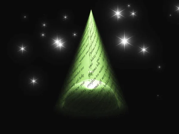 Texto Com Luz Forma Árvore Revela Enfeite Natal — Fotografia de Stock