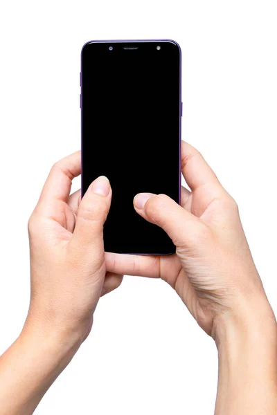 Закрыть Женскую Руку Мобильный Смартфон — стоковое фото