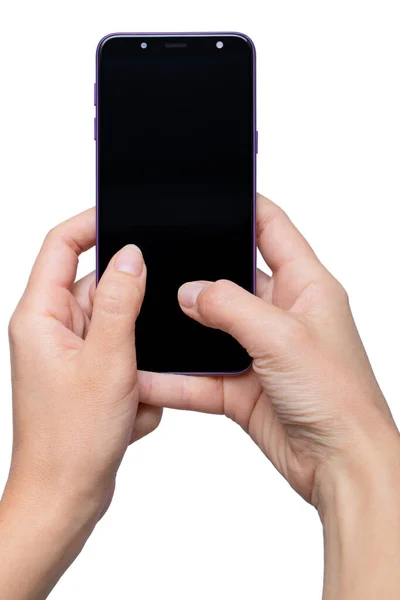 Zbliżenie Ręki Kobiety Smartfona Komórkowego — Zdjęcie stockowe