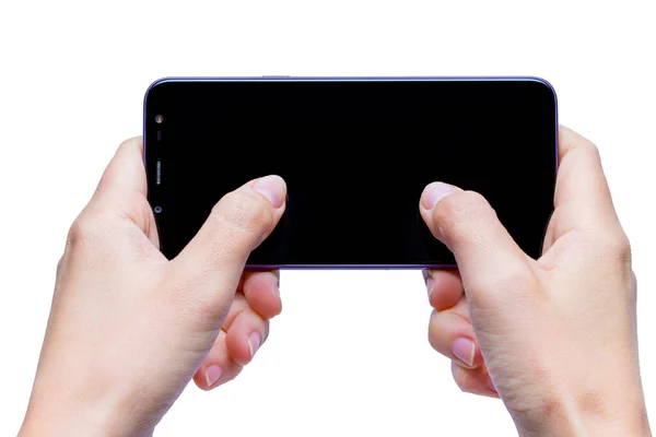 Закрыть Женскую Руку Мобильный Смартфон — стоковое фото