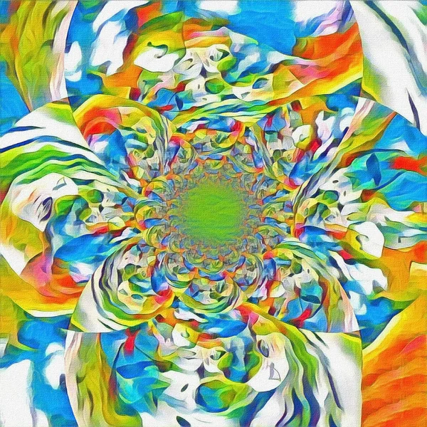 Abstrakte Malerei Verspiegeltes Rundes Fraktal Mehreren Farben — Stockfoto
