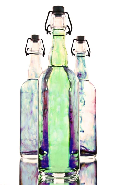 Butelki High Key Kolor — Zdjęcie stockowe
