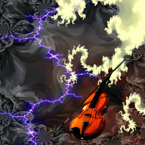 Violin Modern Art Composition Rendering — Stock Photo, Image