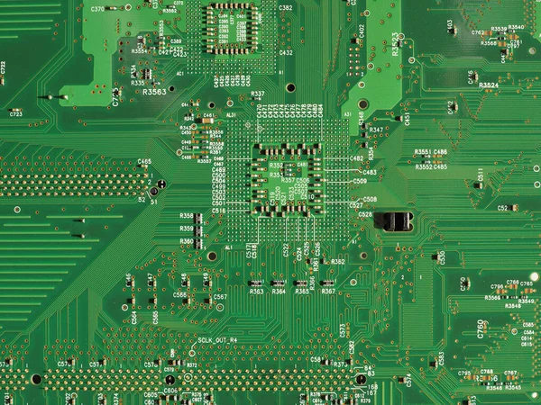 Detalhe Uma Placa Circuito Impresso Eletrônico Pcb — Fotografia de Stock