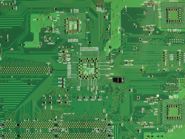 Detalhe Uma Placa Circuito Impresso Eletrônico Pcb — Fotografia de Stock