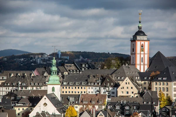 Altstadt Mit Nikolaikirchenkrone Siegen — Stockfoto