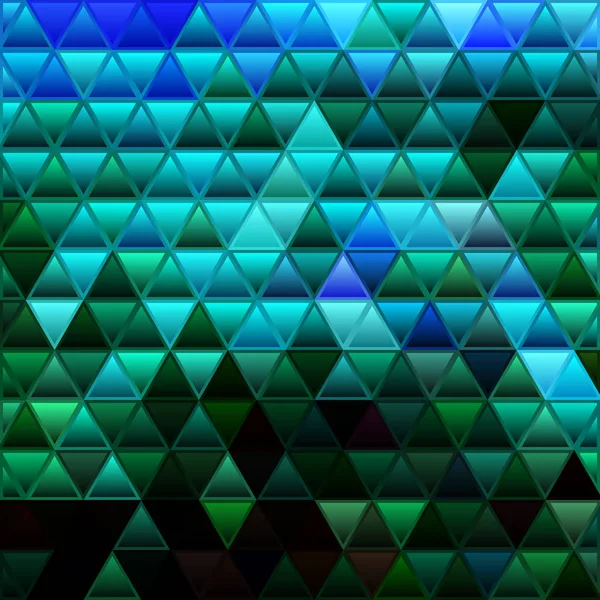 抽象ベクトルステンドグラス三角形モザイクの背景 緑と青 — ストック写真