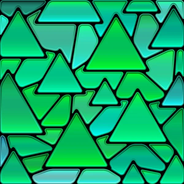 Abstracte Vector Glas Lood Mozaïek Achtergrond Groene Teal Driehoeken — Stockfoto