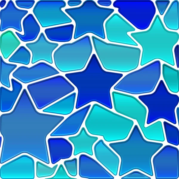 Vector Abstracto Manchado Vidrio Mosaico Fondo Estrellas Azules —  Fotos de Stock