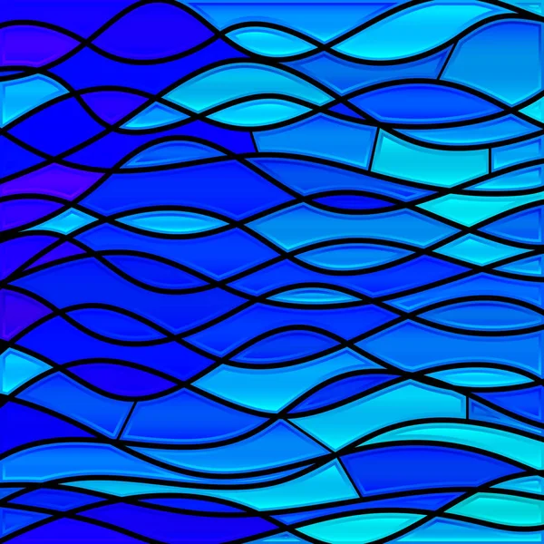 Vector Abstracto Manchado Vidrio Mosaico Fondo Ondas Azules — Foto de Stock