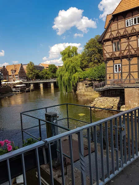 Half Timbered Red Brick Houses River Old Harbor Lueneburg Germany — Stock Photo, Image